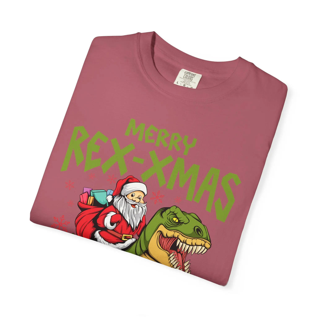 Merry Rex Xmas Tee - Funny Santa Dinosaur Gift - Sinful Threads