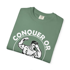 Conquer Fitness Motivation Graphic T-Shirt - Victory Design