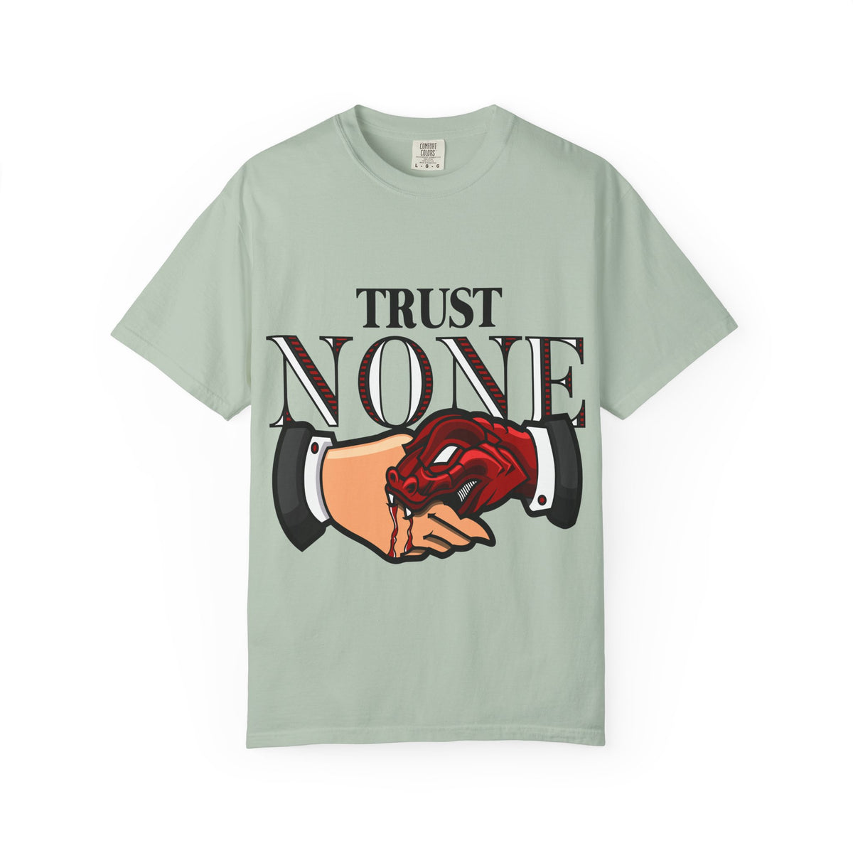 Trust None Tee – Snake Handshake Dark Streetwear