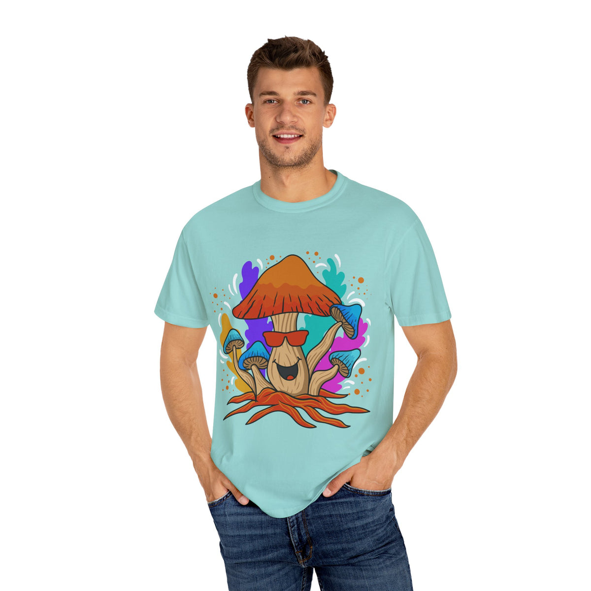 Psychedelic Mushroom Tee - Trippy Sunglasses Fungi Gift