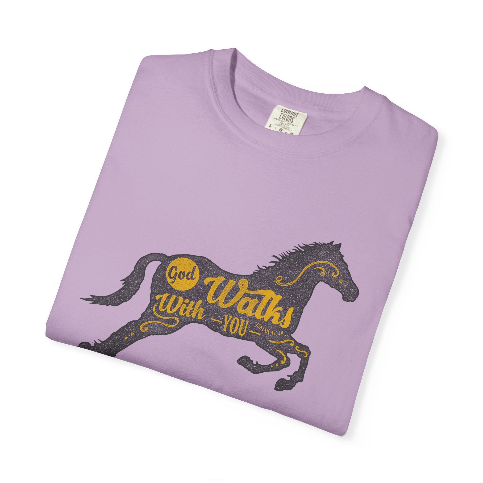 God Walks With You Isaiah 41 10 Religious Horse T-Shirt - Sinful Threads