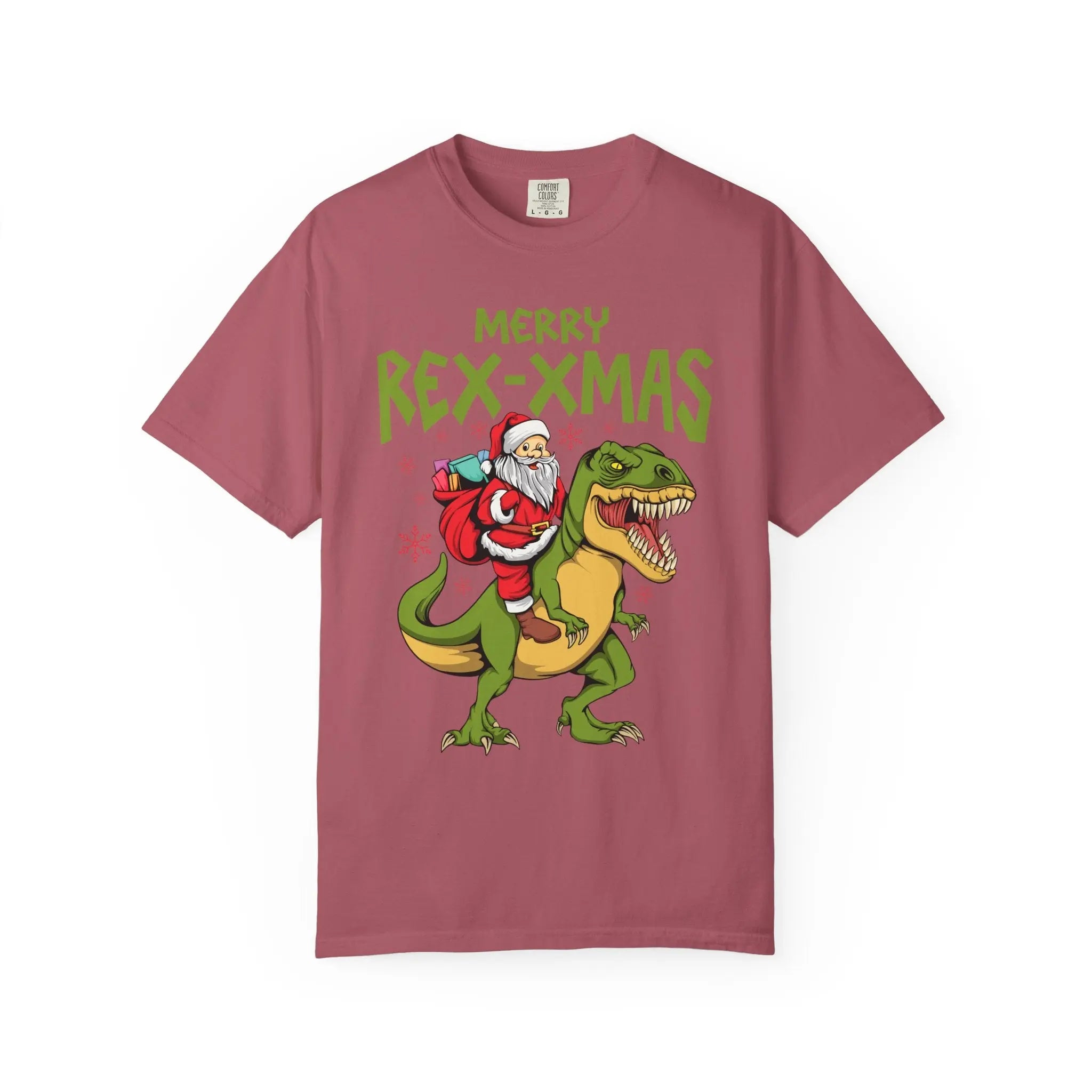 Merry Rex Xmas Tee - Funny Santa Dinosaur Gift - Sinful Threads