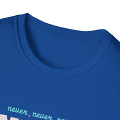 Never Give Up Groovy Tee - Retro Motivational Graphic Tee