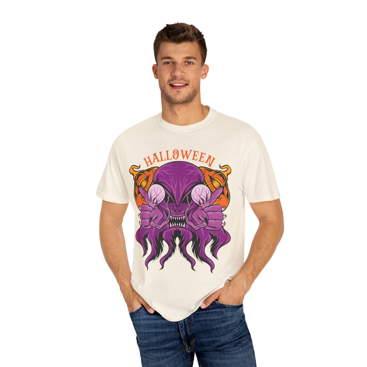 Monster pumpkin shirt - Purple Spooky Tee - Creepy Gift