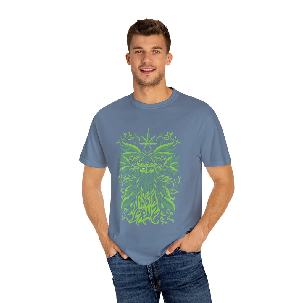 Santa Cruz Tee - Green Man Festival Cannabis Leaf Art - Sinful Threads