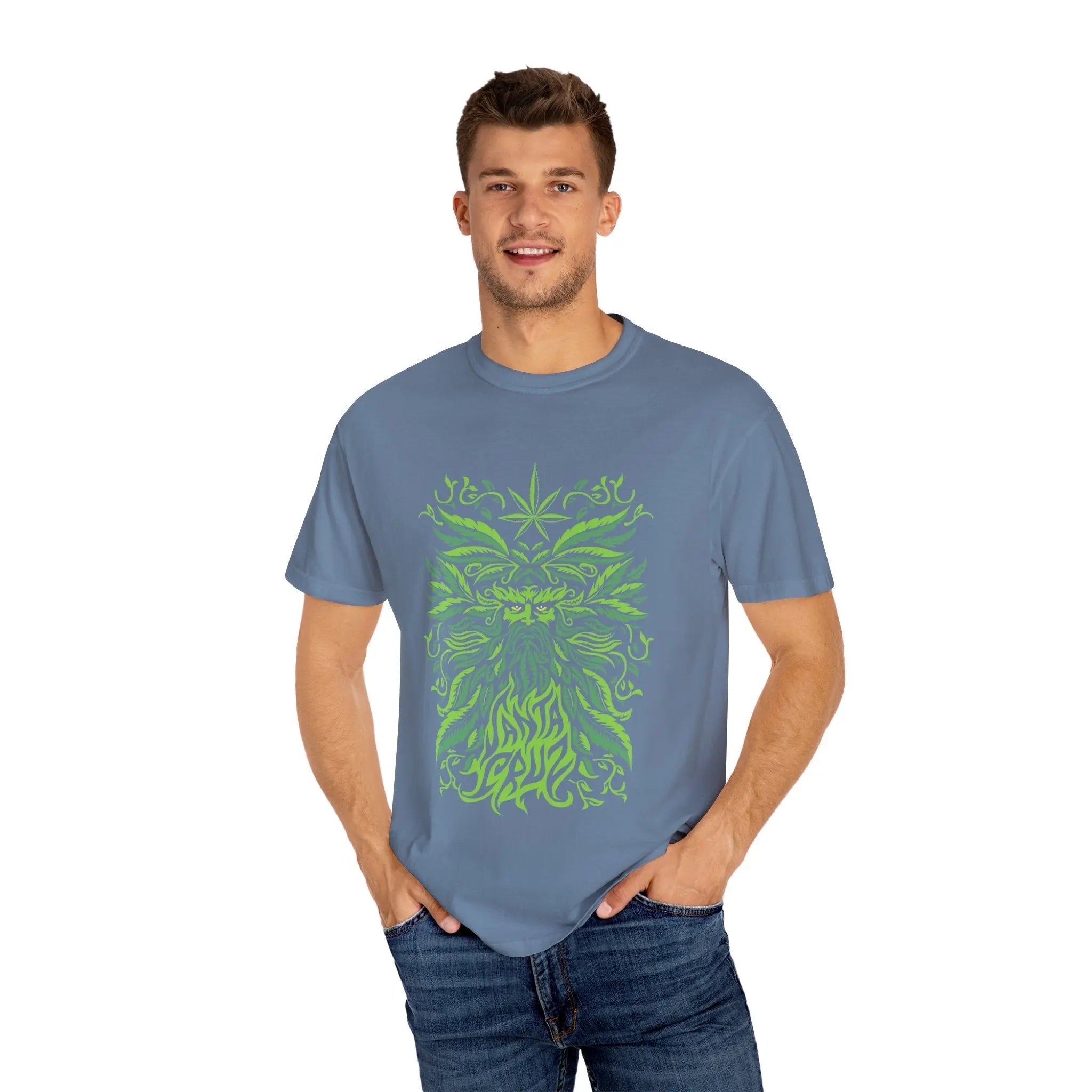 Santa Cruz Tee - Green Man Festival Cannabis Leaf Art - Sinful Threads