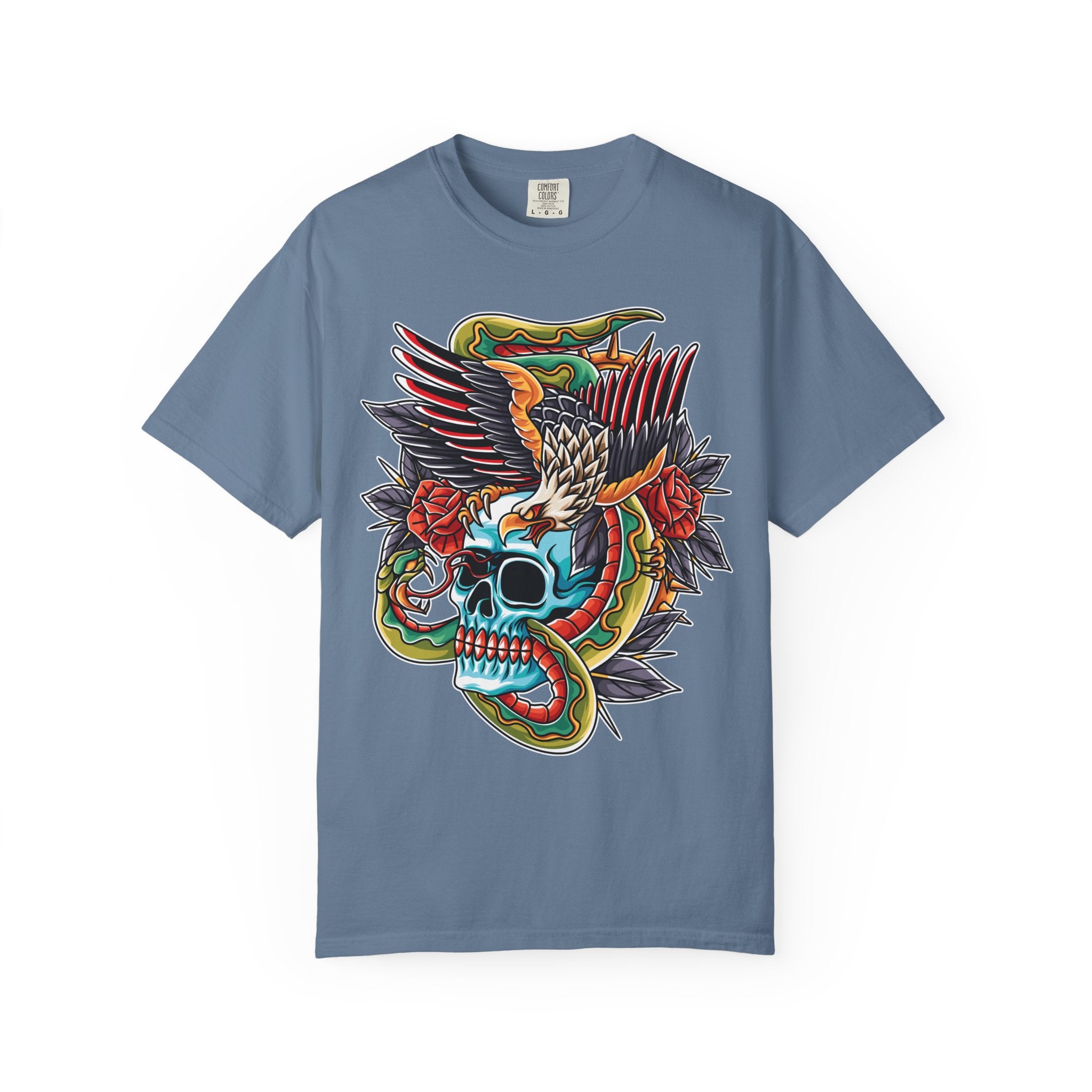 Biker Tattoo Shirt - Skull Eagle Snake Tee - Outlaw Apparel - Sinful Threads