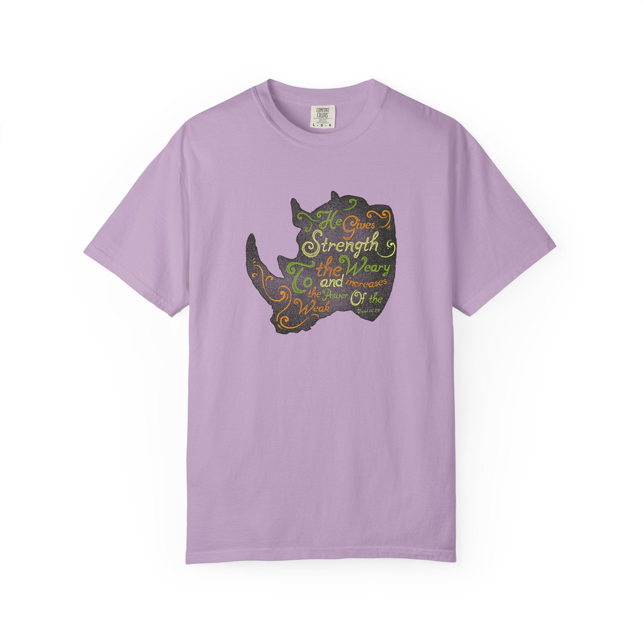 He Gives Strength to the Weary Rhino T-Shirt - Sinful Threads