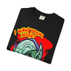 Dracula Cartoon Graphic Tee - I Want Blood Vampire Shirt