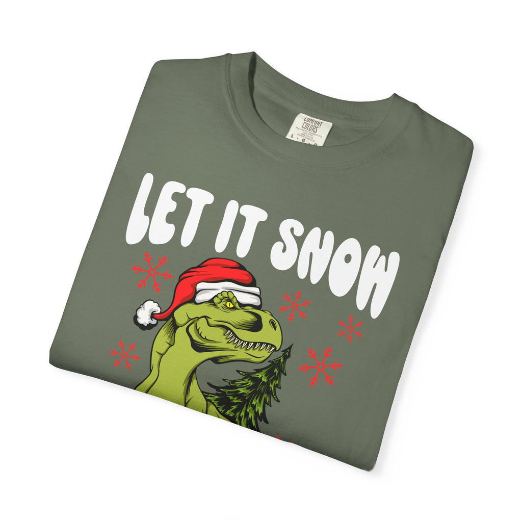 Christmas Dinosaur Tee - Santa T-Rex - Let It Snow Gift - Sinful Threads