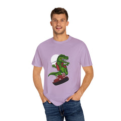 T-Rex Dinosaur on Snowboard Winter Sports Graphic T-Shirt