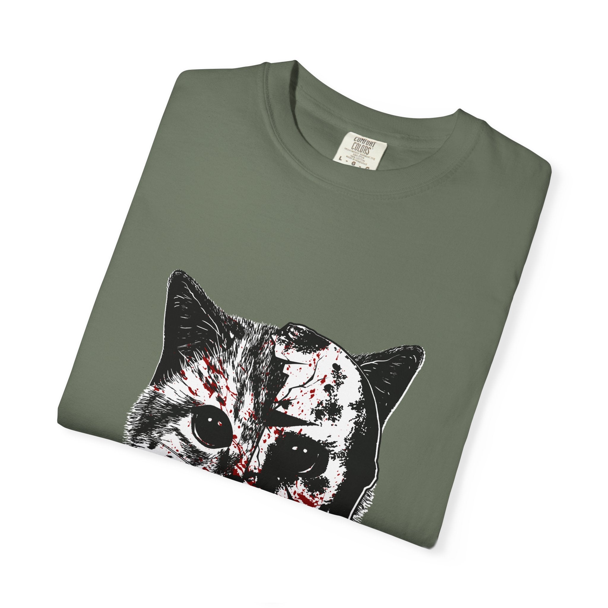 Horror Cat Tee - Spooky Jason Kitty - Friday 13th Shirt - Sinful Threads