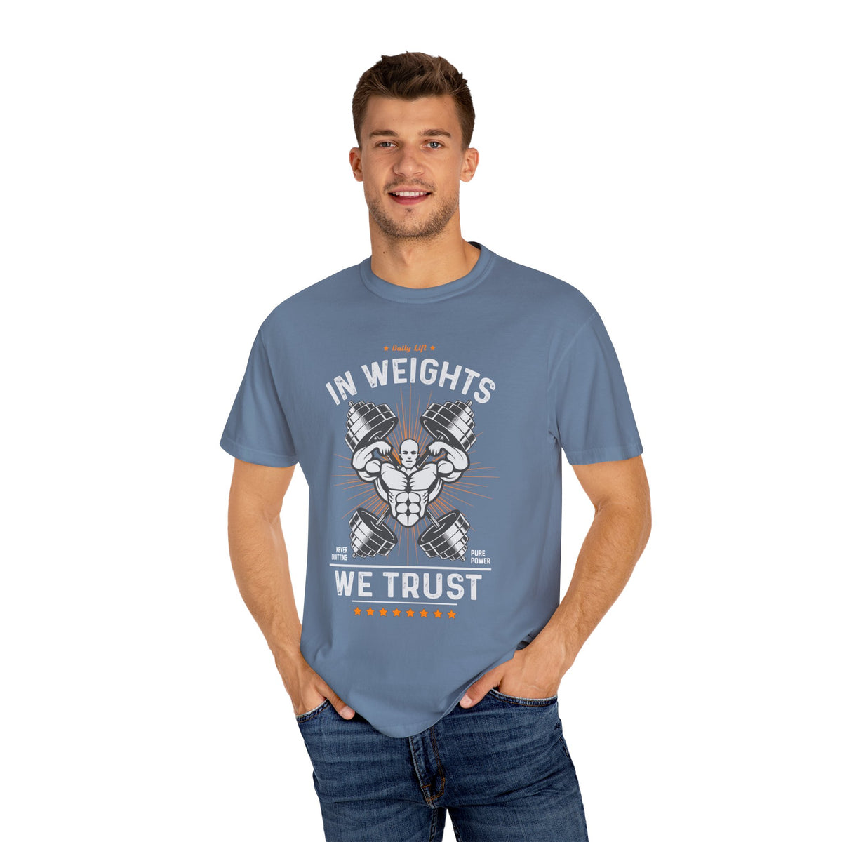 In Weights We Trust T-Shirt - Gym Motivation Fitness Tee - Sinful Threads