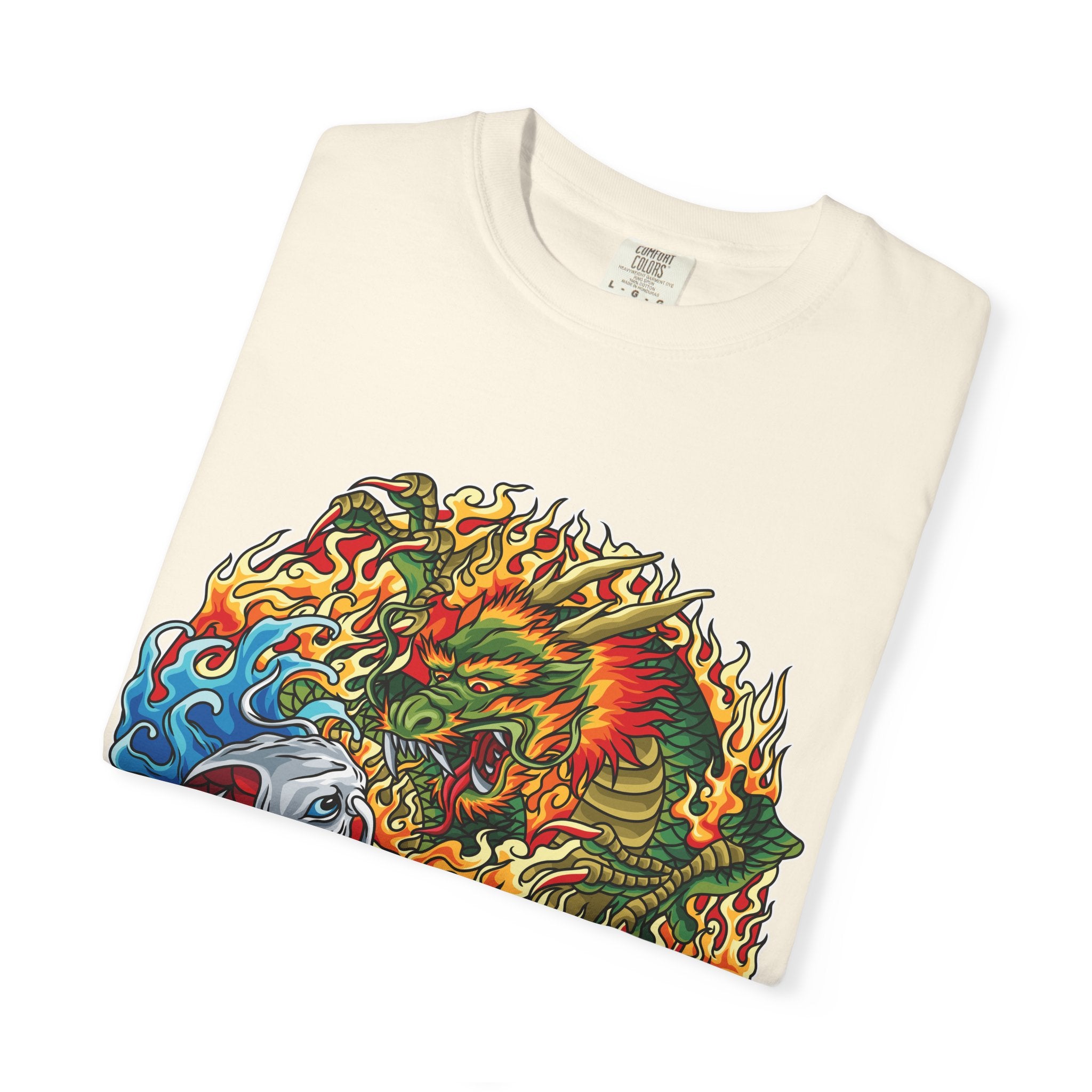 Japanese Dragon Tee - Fire Water Mythical - Koi Art Gift - Sinful Threads