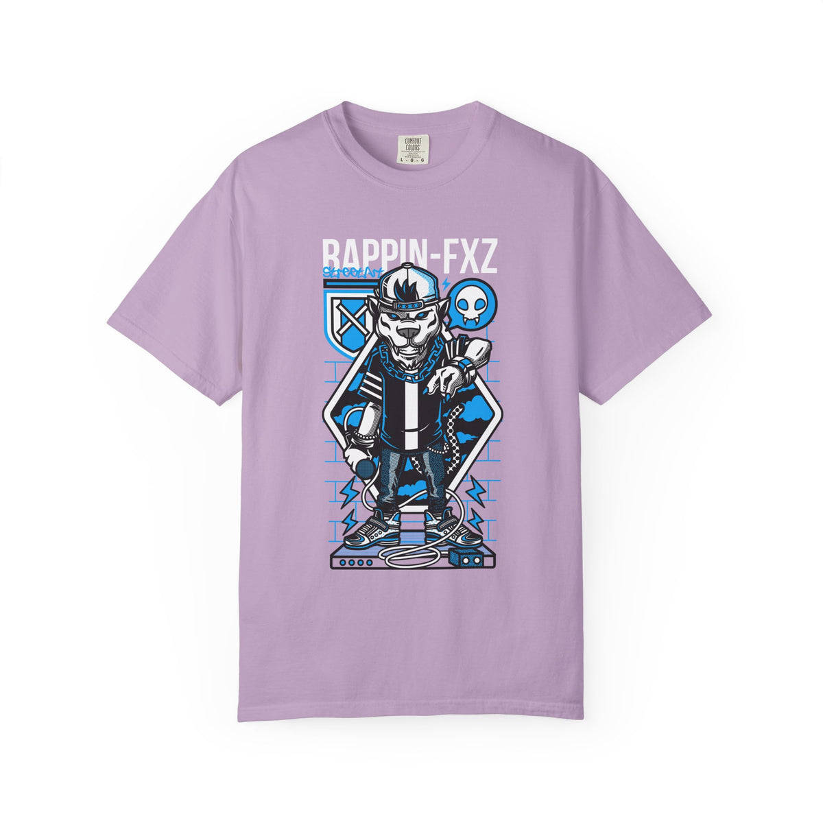 Gangster Wolf with Microphone Urban Art Drawing T-Shirt