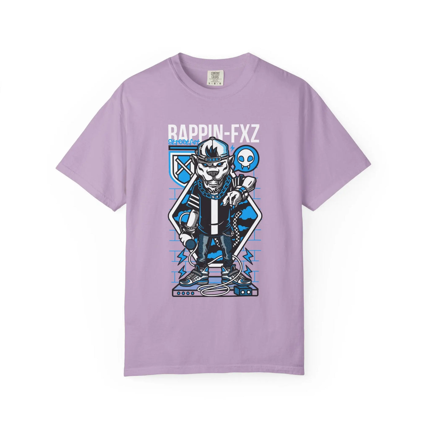 Gangster Wolf with Microphone Urban Art Drawing T-Shirt - Sinful Threads