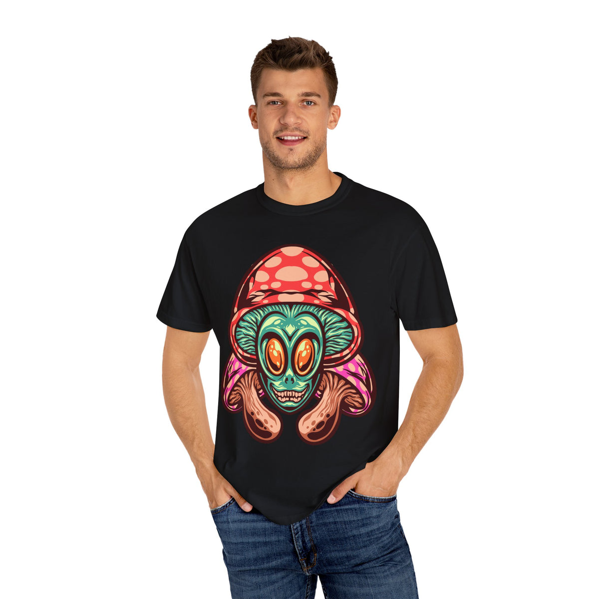 Psychedelic Graphic Tee - Trippy Mushroom Tee - Alien Art Gift