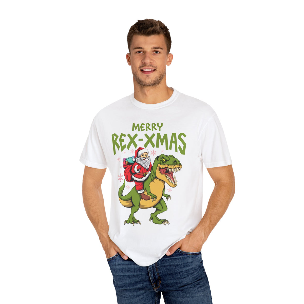 Merry Rex Xmas Tee - Funny Santa Dinosaur Gift