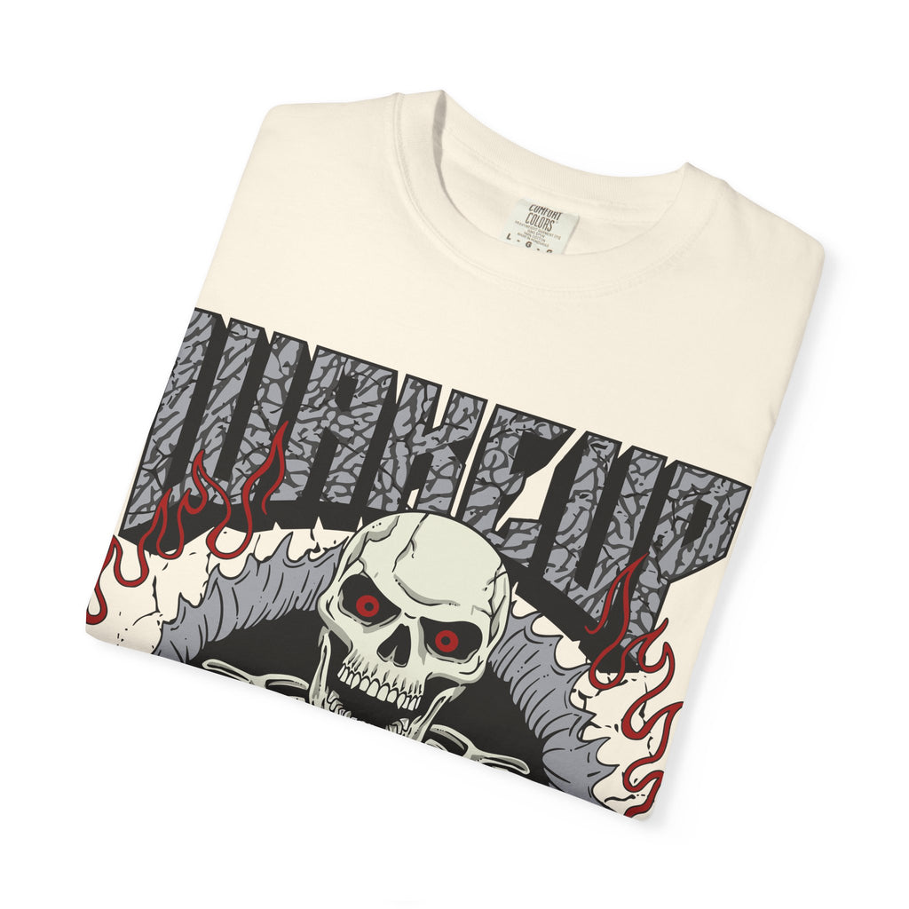 Skull Flame Shirt - Wake Up Fire Design Tee for Bold Style - Sinful Threads