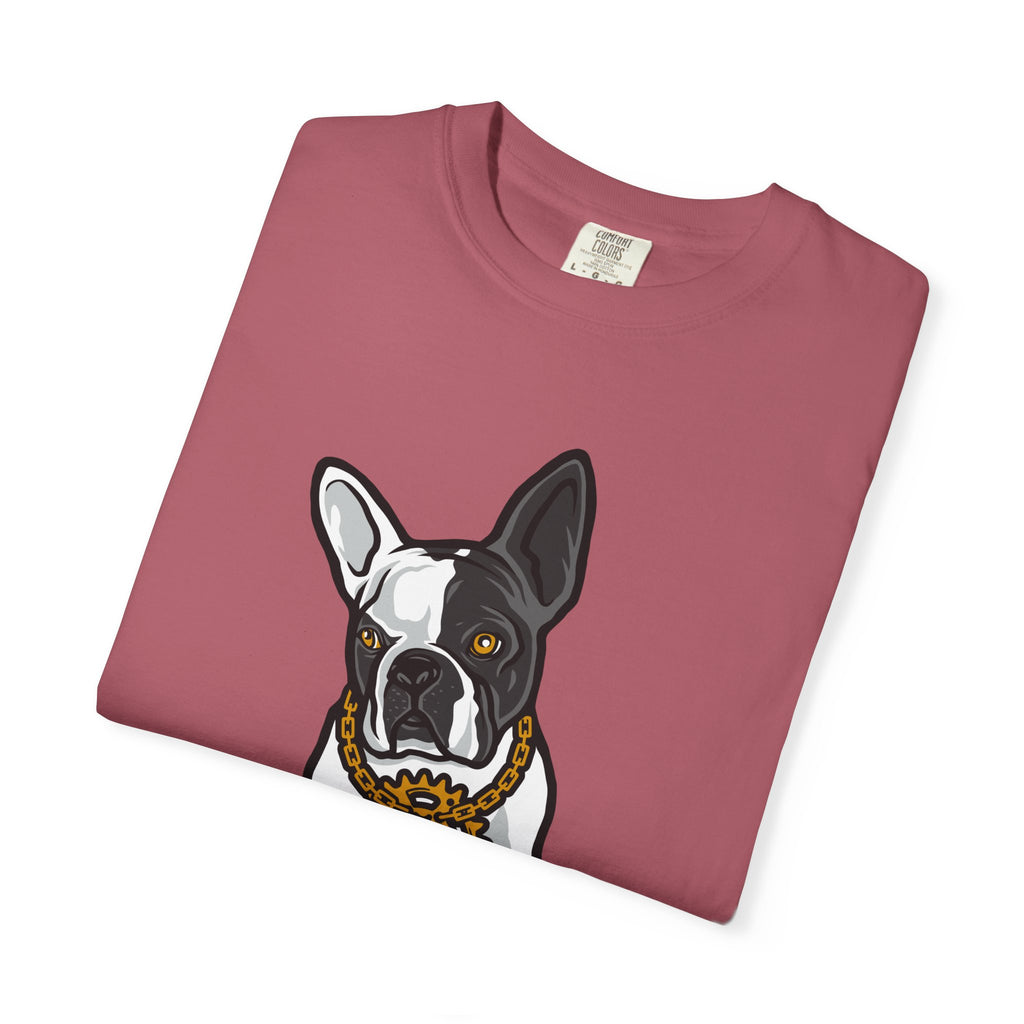 Cartoon French Bulldog with Gear Necklace Cool Dog T-Shirt - Sinful Threads