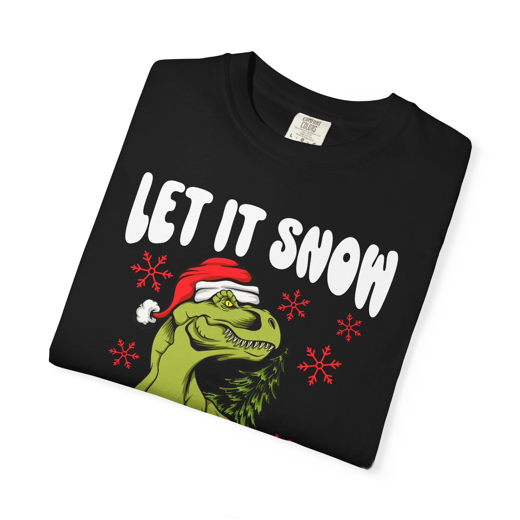 Christmas Dinosaur Tee - Santa T-Rex - Let It Snow Gift - Sinful Threads