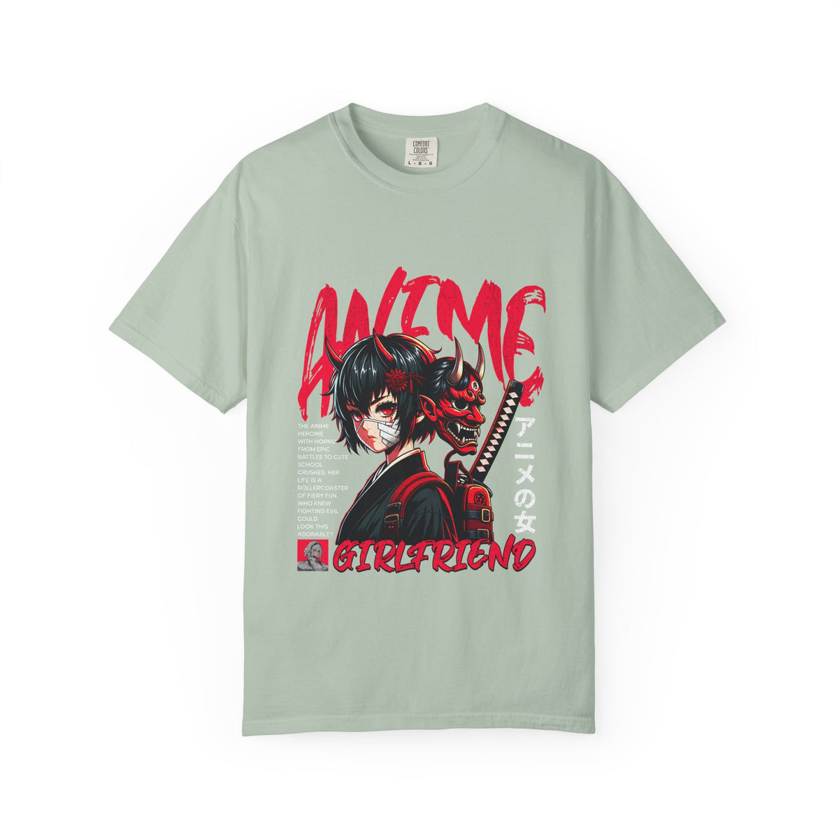 Oni Mask Anime Tee - Katana Demon Girl - Japanese Gift