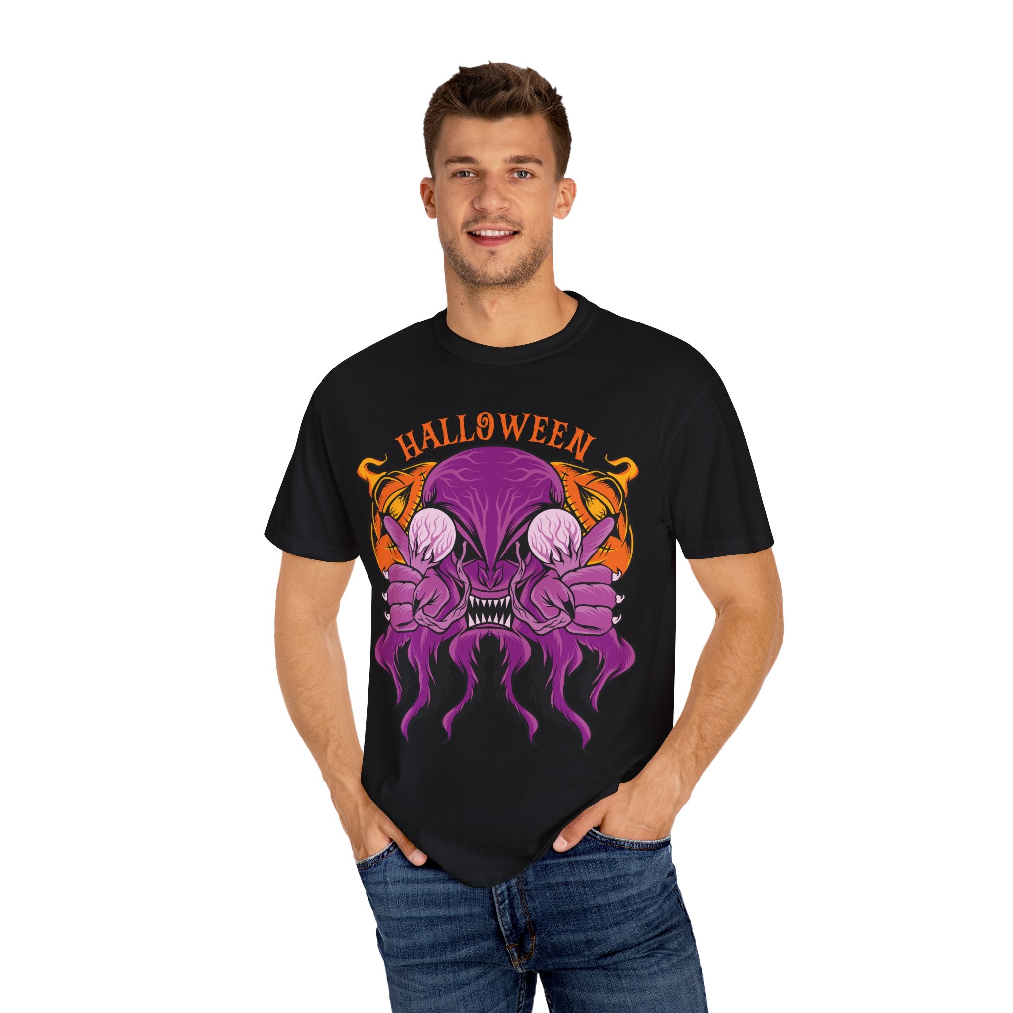 Monster pumpkin shirt - Purple Spooky Tee - Creepy Gift - Sinful Threads