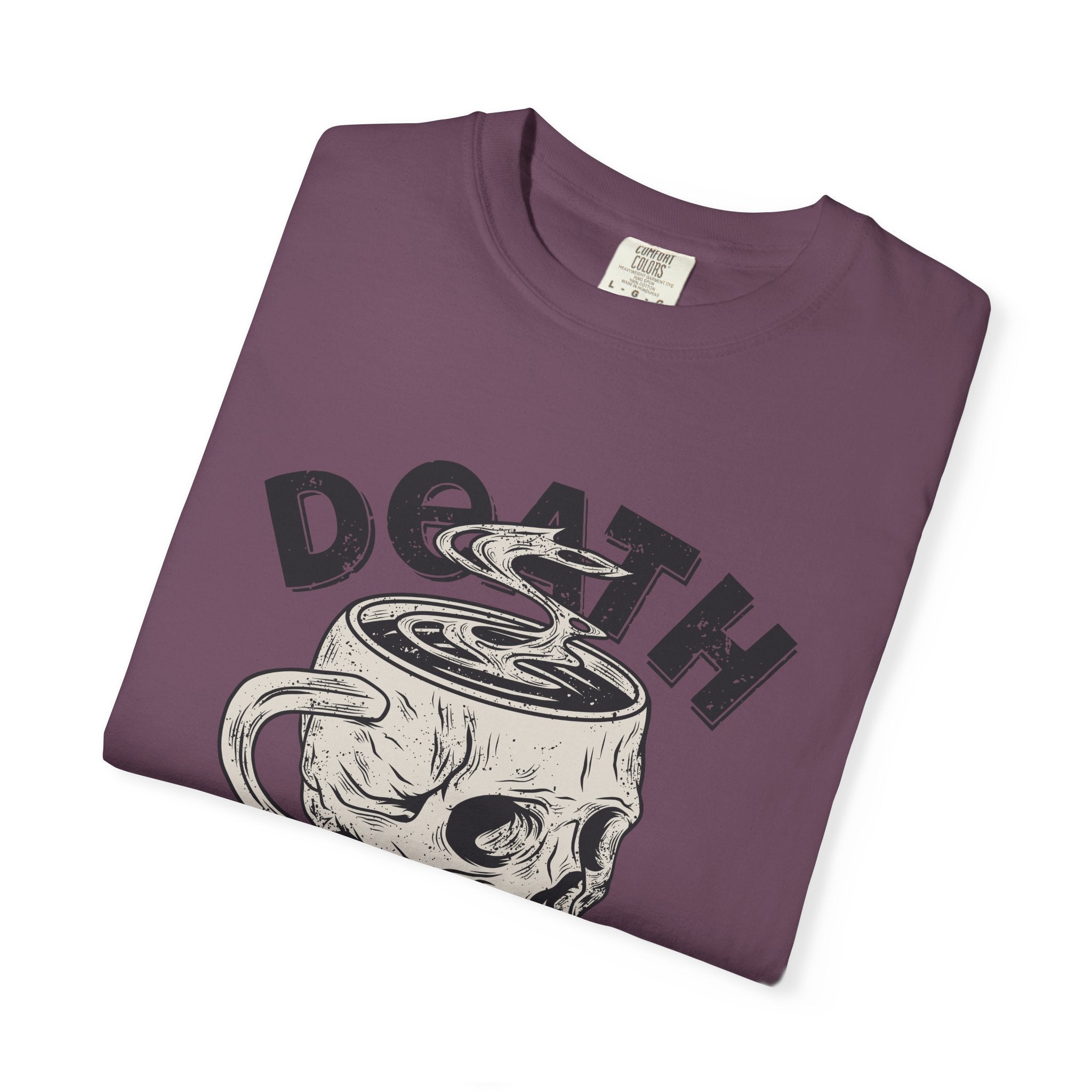 Coffee Skull Shirt - Death Before Decaf - Funny Caffeine Gift - Sinful Threads