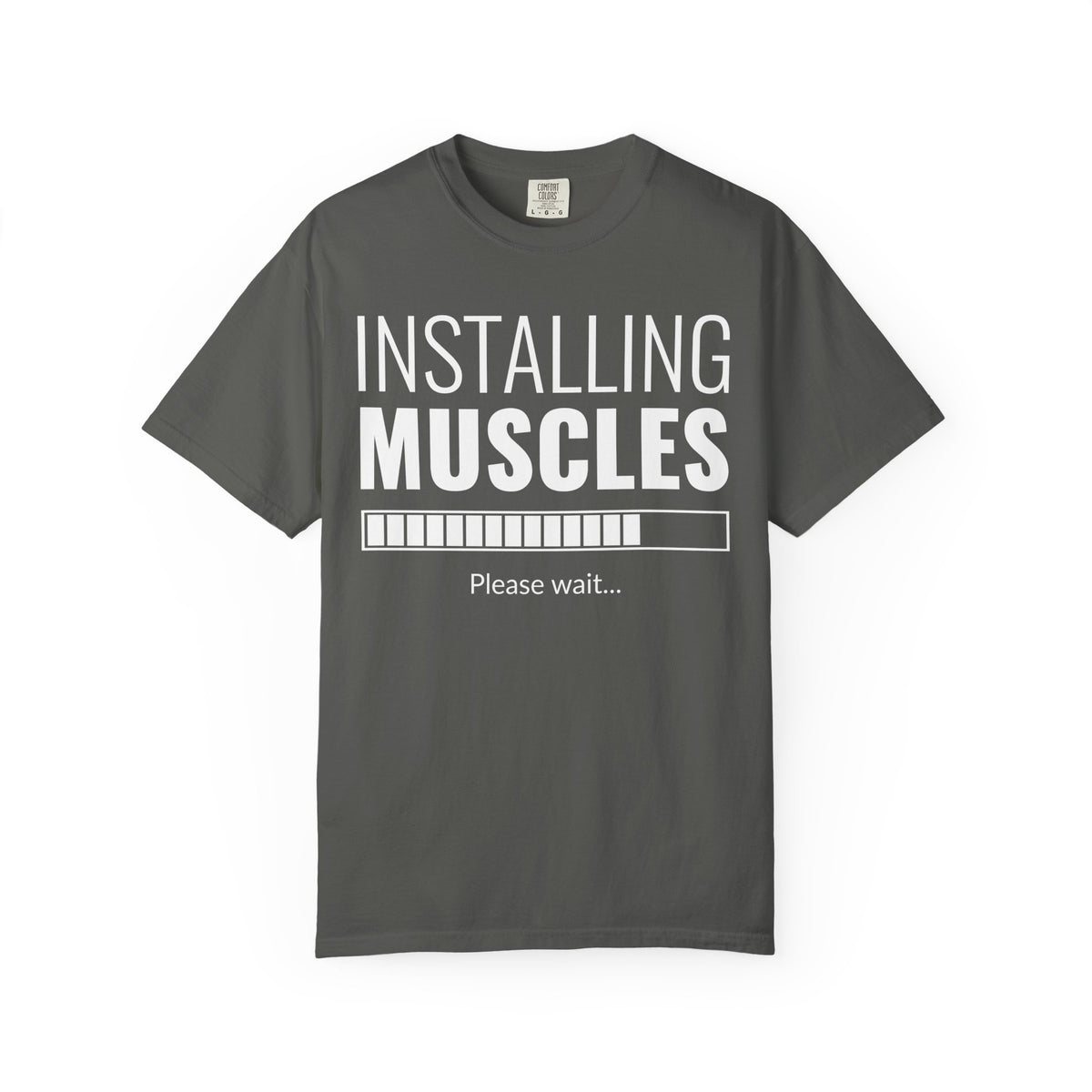 Installing Muscles Please Wait Funny Gym Fitness T-Shirt