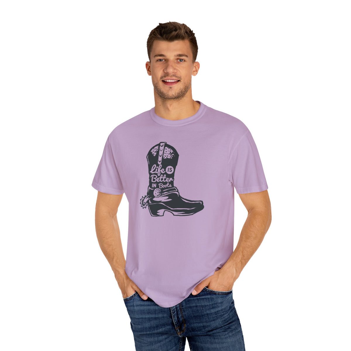 Life Is Better In Boots Funny Slogan Western T-Shirt