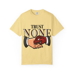 Trust None Tee – Snake Handshake Dark Streetwear