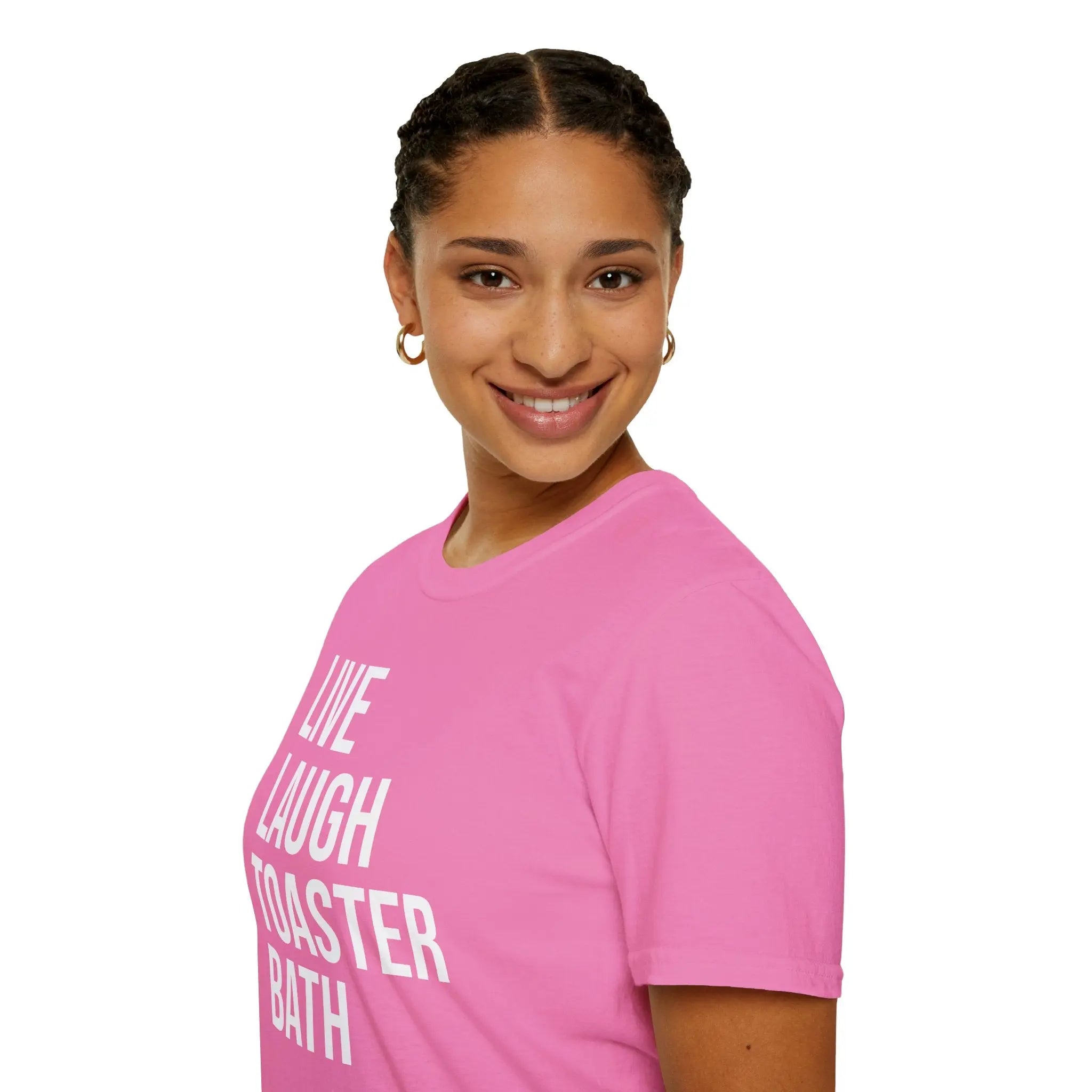 Live Laugh Toaster Bath Tee - Dark Humor Graphic Parody Shirt Printify