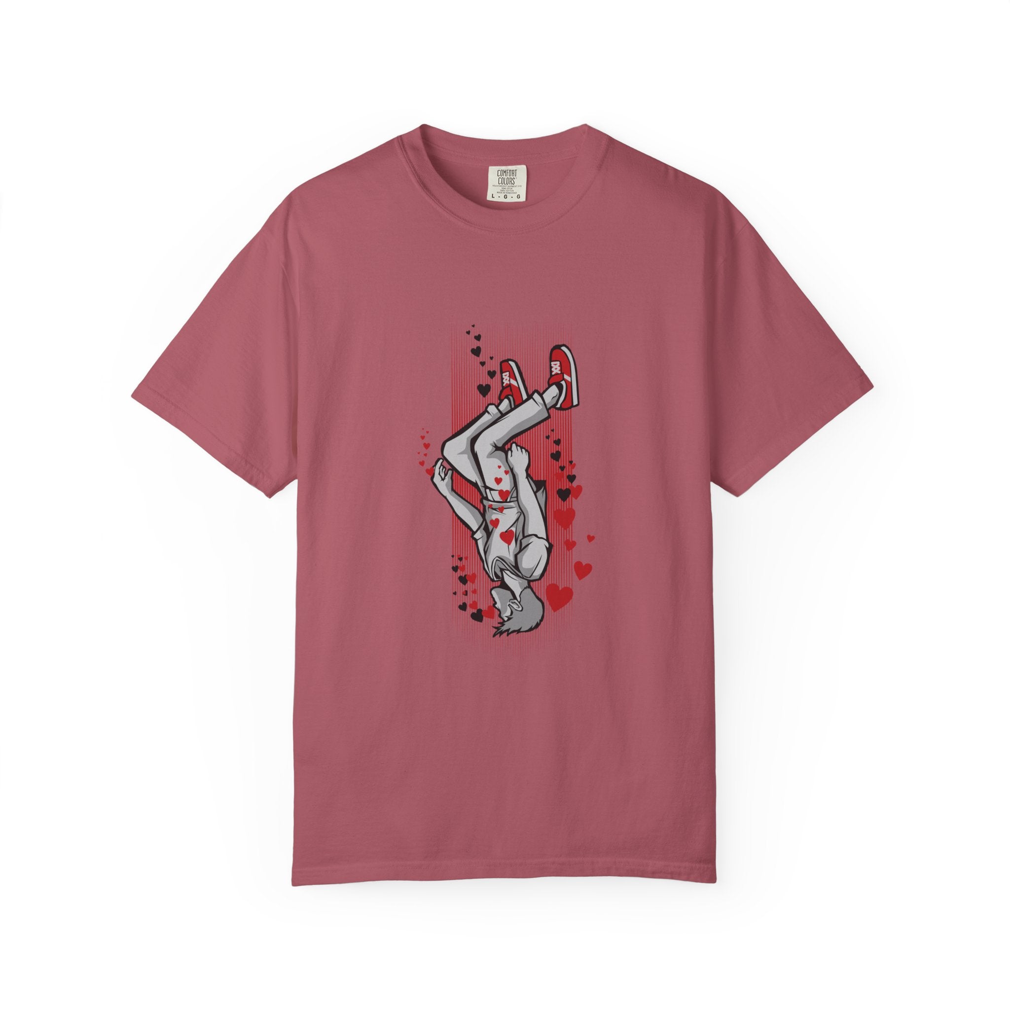 Upside Down Man with Hearts Valentines Style T-Shirt - Sinful Threads