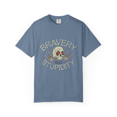 Funny Skull Shirt - Bravery Stupidity Tee - Cool Graphic