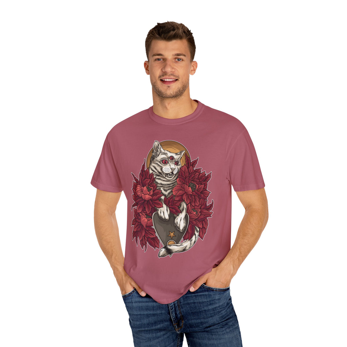 Occult Cat Tee - Weirdcore Ouija Shirt - Floral Graphic