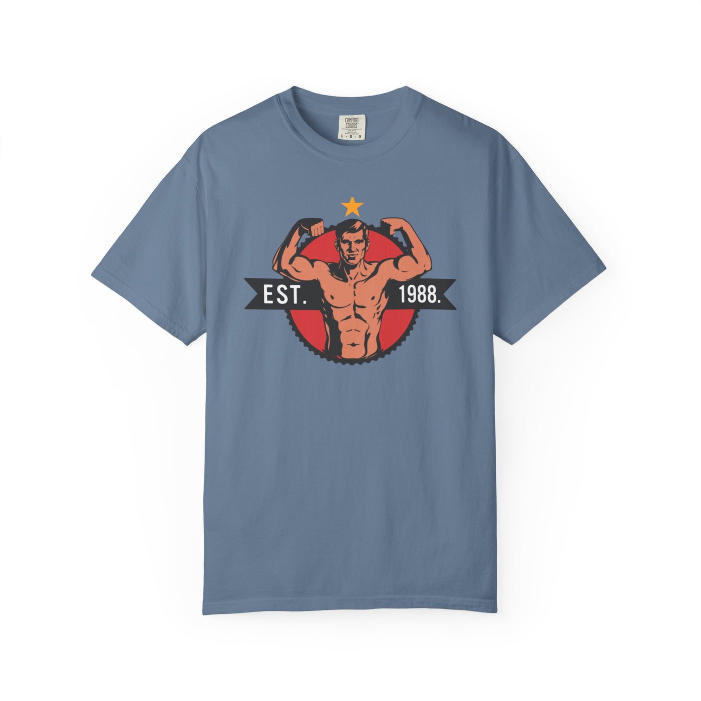 Vintage Bodybuilder Star Emblem Shirt - 1988 Retro Fitness Tee - Sinful Threads