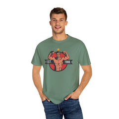 Vintage Bodybuilder Star Emblem Shirt - 1988 Retro Fitness Tee