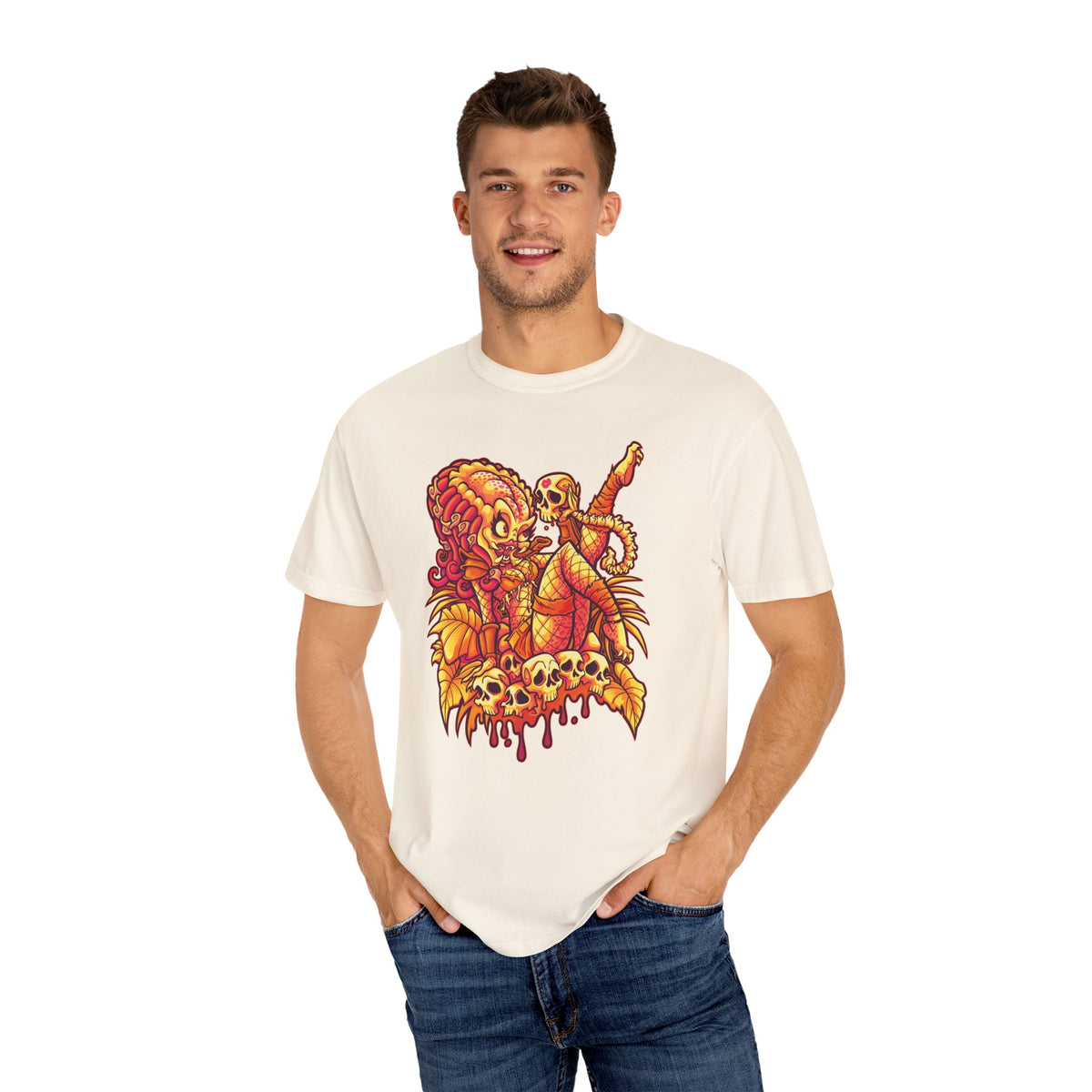 Alien Hunter Cartoon Tee - Cute She Predator Graphic Shirt