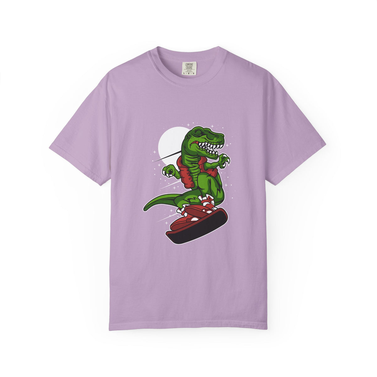 T-Rex Dinosaur on Snowboard Winter Sports Graphic T-Shirt
