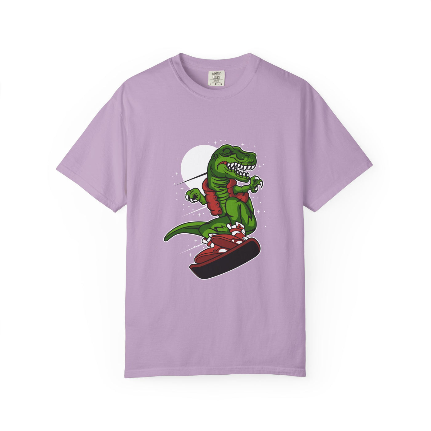 T-Rex Dinosaur on Snowboard Winter Sports Graphic T-Shirt - Sinful Threads