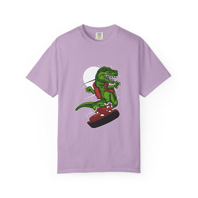 T-Rex Dinosaur on Snowboard Winter Sports Graphic T-Shirt - Sinful Threads