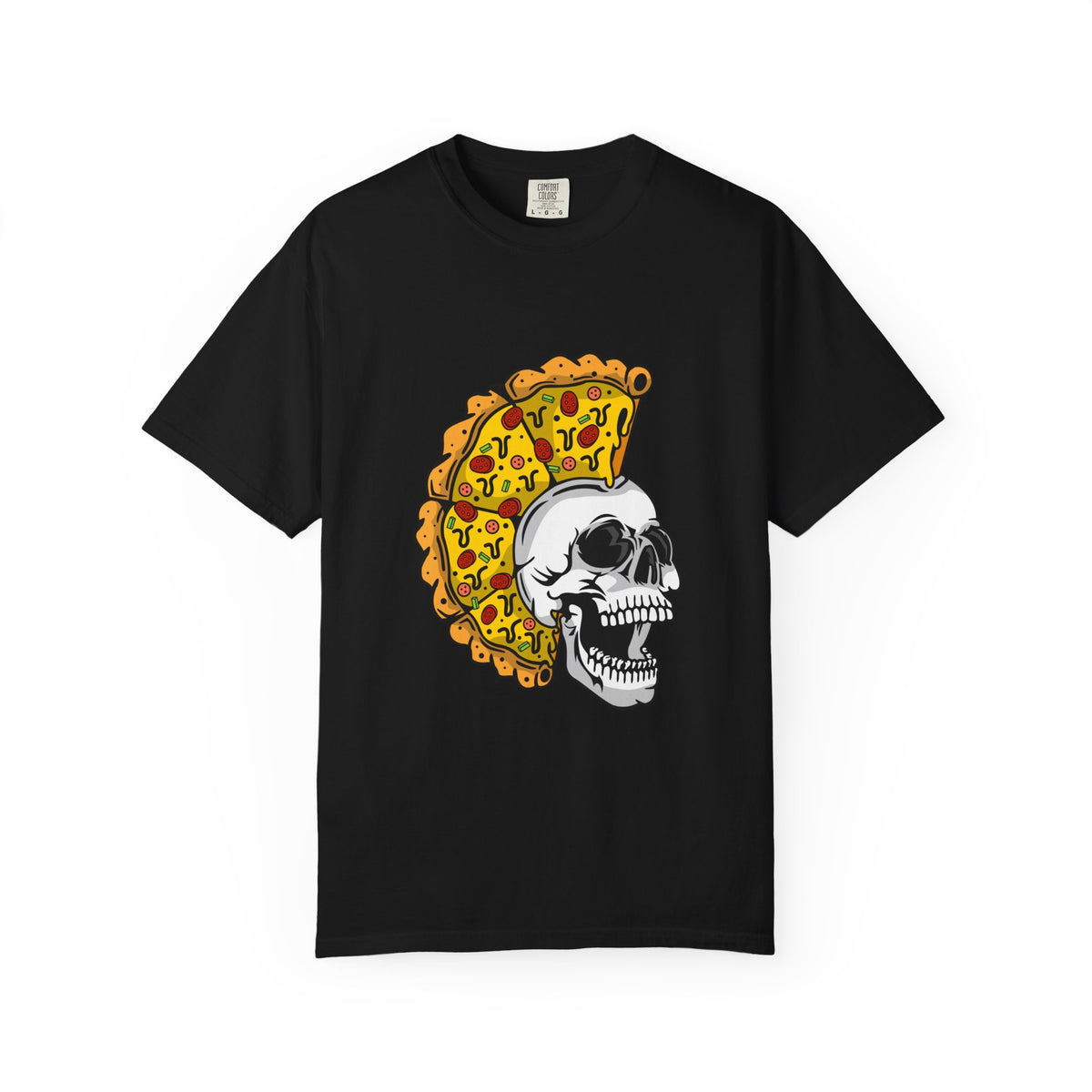 Pizza Mohawk Skull Funny Graphic Unique Design T-Shirt
