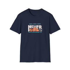 Never Give Up Groovy Tee - Retro Motivational Graphic Tee