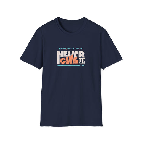 Never Give Up Groovy Tee - Retro Motivational Graphic Tee
