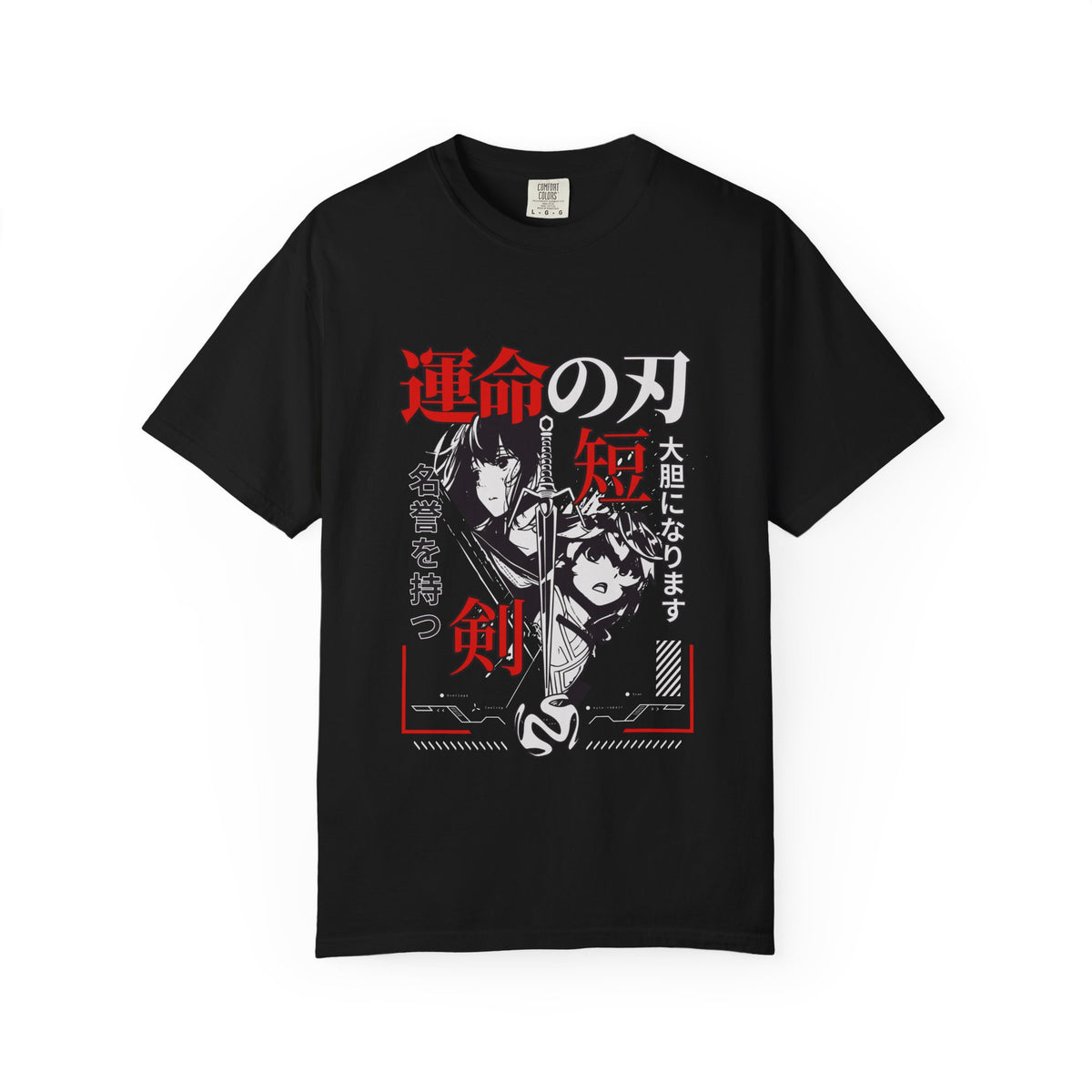 Anime Manga Tee - Black White Sword Design - Japan Gift