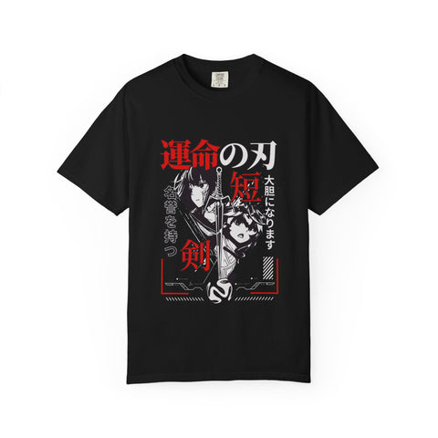 Anime Manga Tee - Black White Sword Design - Japan Gift