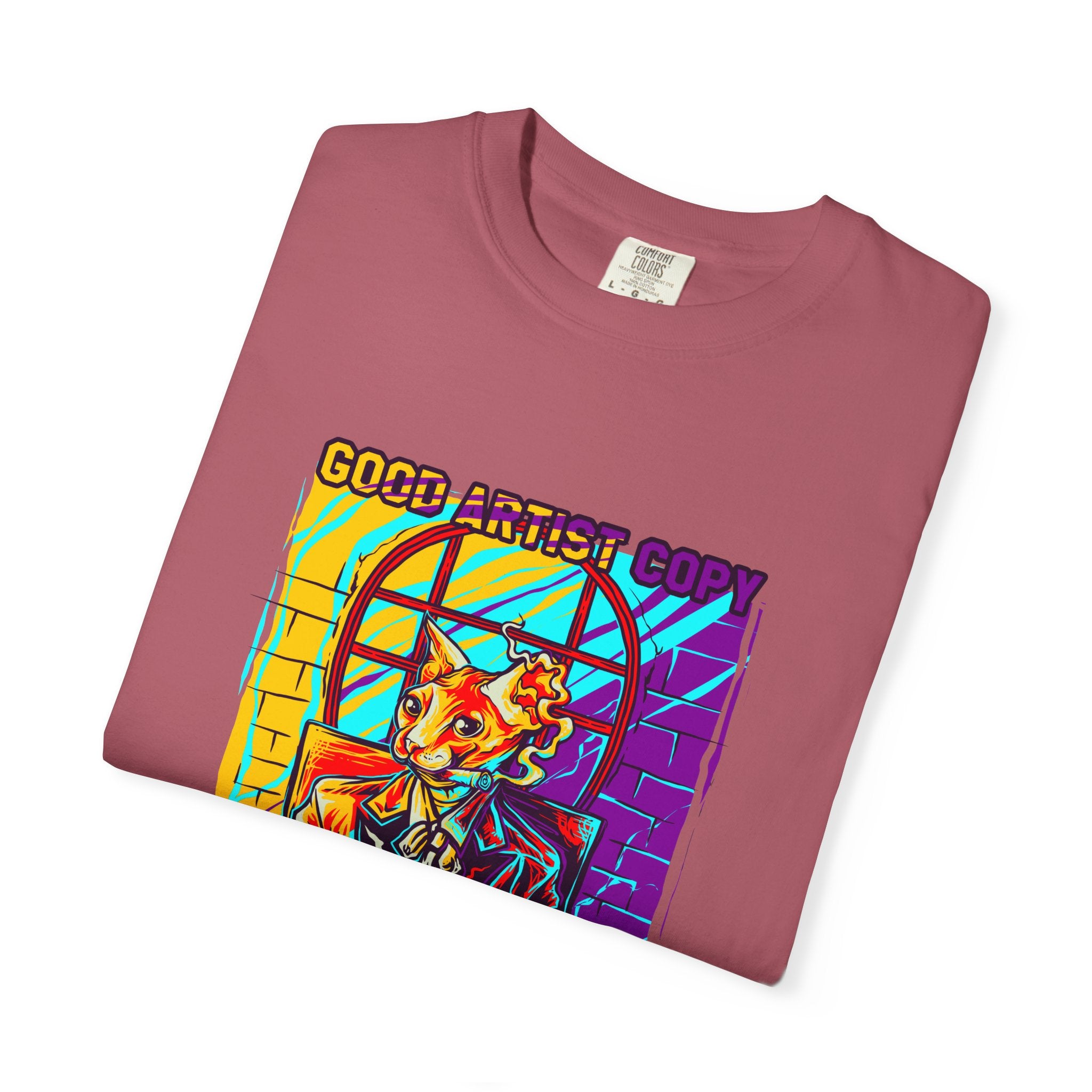 Good Artist Copy Great Artist Steal Funny Cat T-Shirt - Sinful Threads