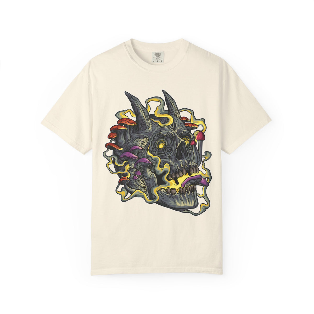 Gothic Mushroom Tee - Horned Skull Deathcore Shirt Gift