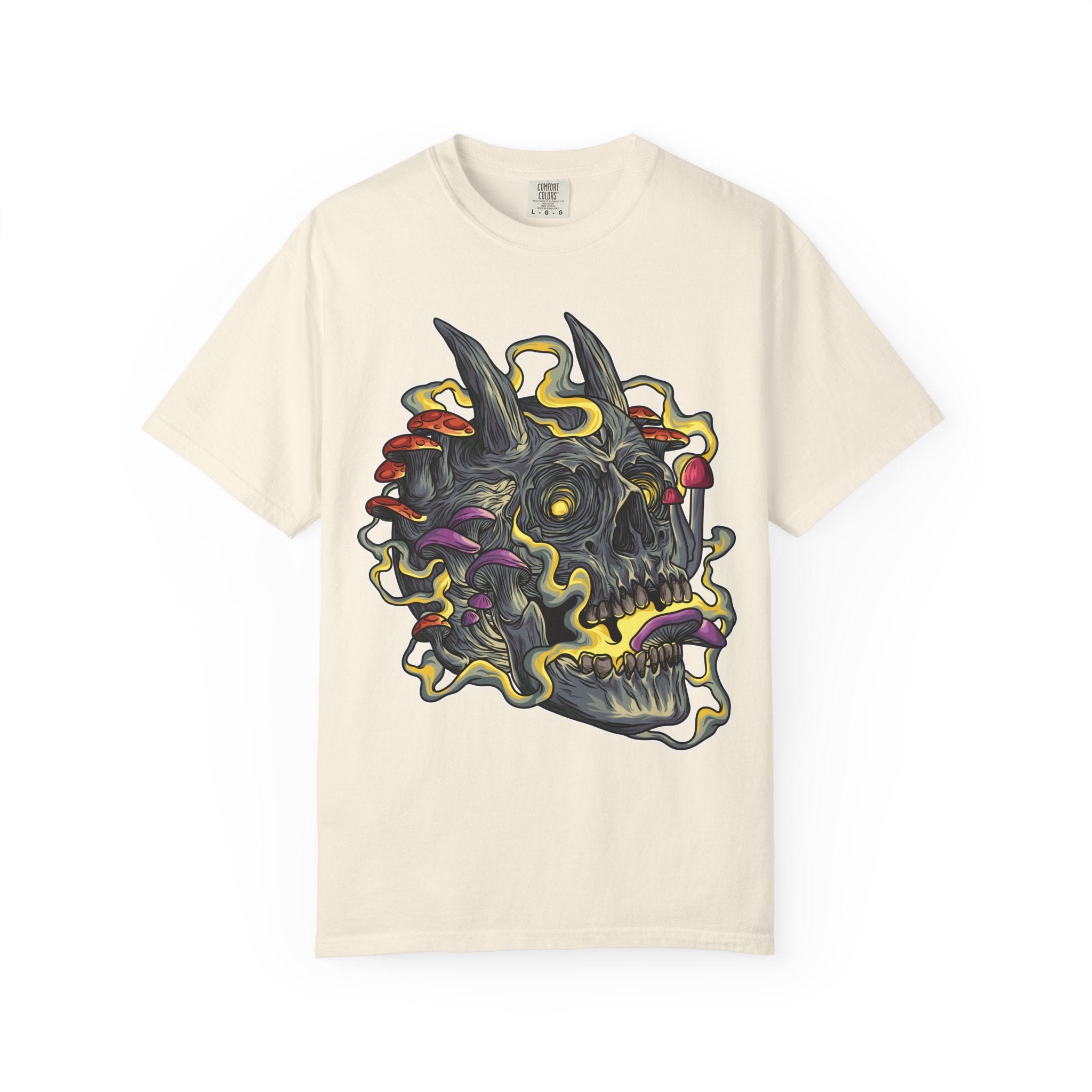 Gothic Mushroom Tee - Horned Skull Deathcore Shirt Gift - Sinful Threads