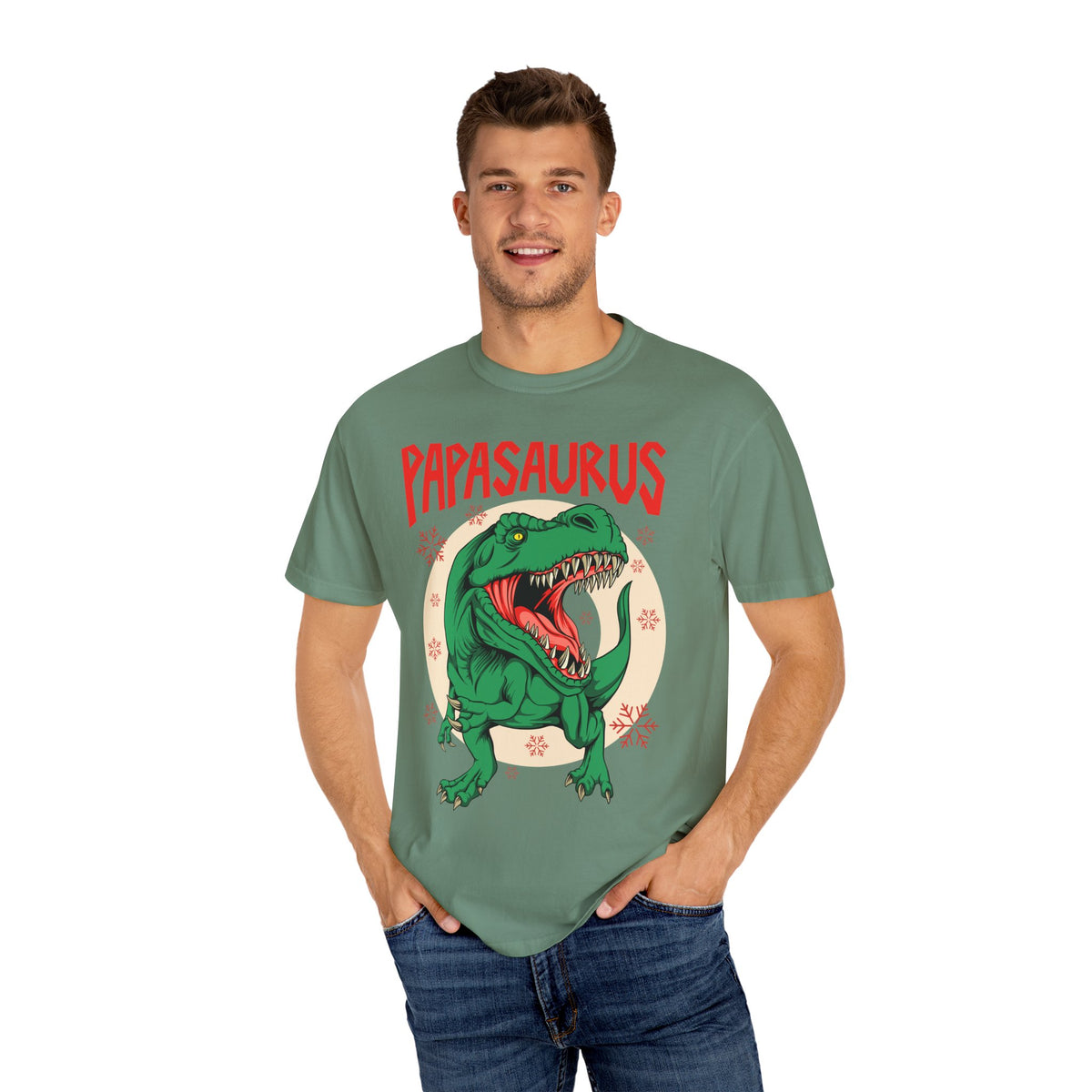 Christmas Papasaurus Shirt - Festive T-Rex Tee Holiday Gift